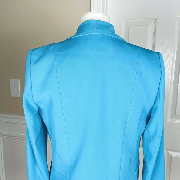 CALVIN KLEIN Blue Open Front Polyester Stretch Lined Open Front Blazer - Picture 5 of 6